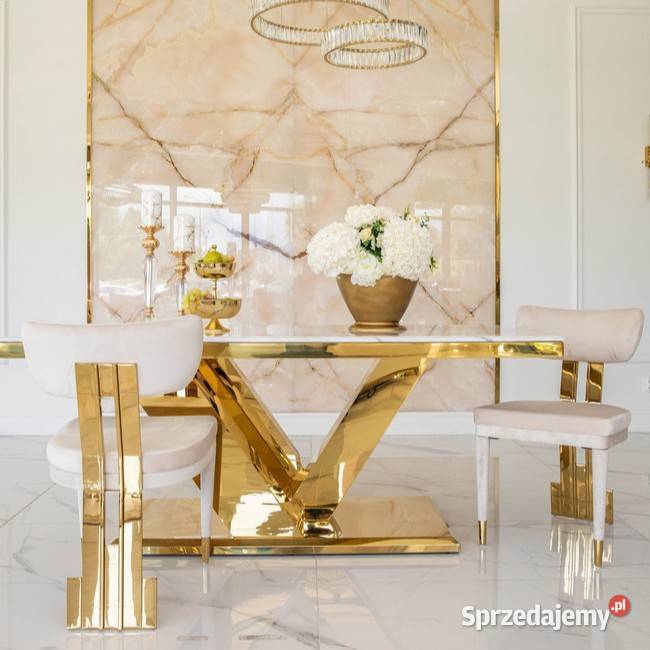 Krzesło Designerskie EMPIRE Beżowe Welurowe Krzesła mazowieckie Warszawa