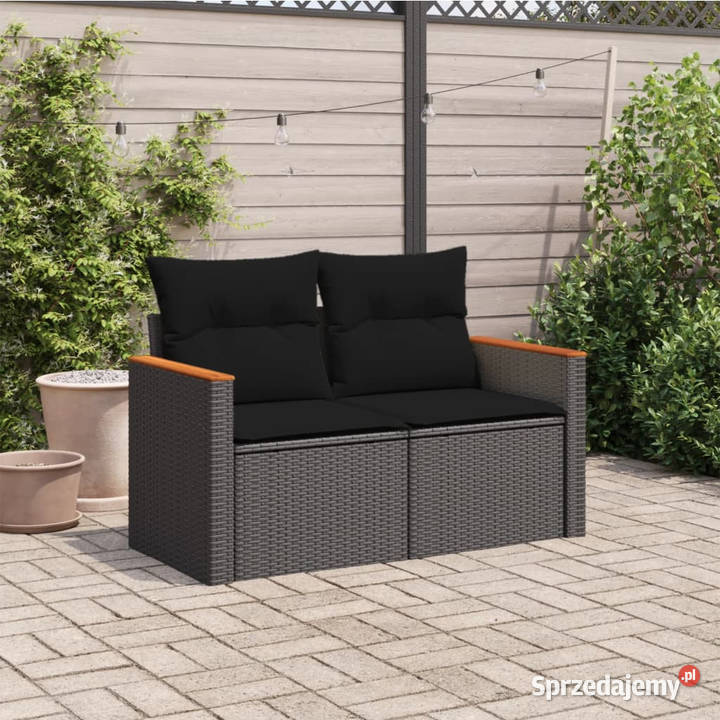 Sofa ogrodowa z poduszkami 2osobowa czarna mazowieckie sprzedam