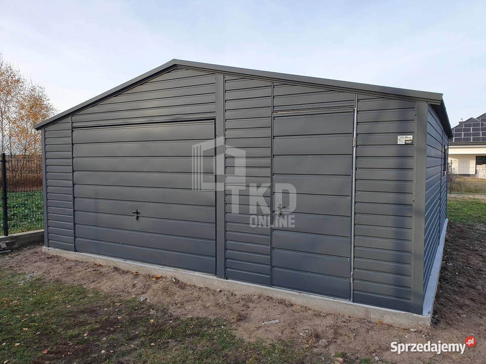 Garaż Blaszany 6x6 Brama drzwi okno Antracyt samodzielny Busko-Zdrój