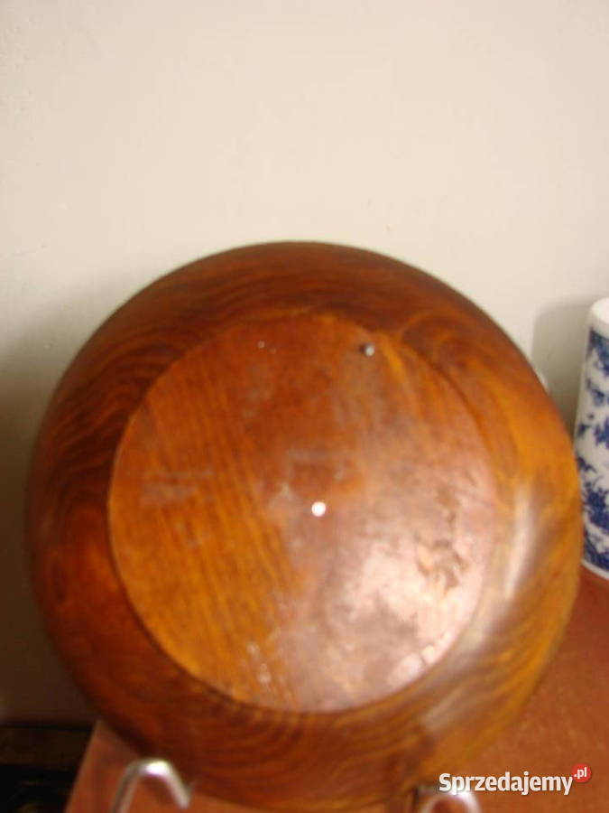 drewniany talerzyk dekoracyjny PRL Pruszcz Gdański