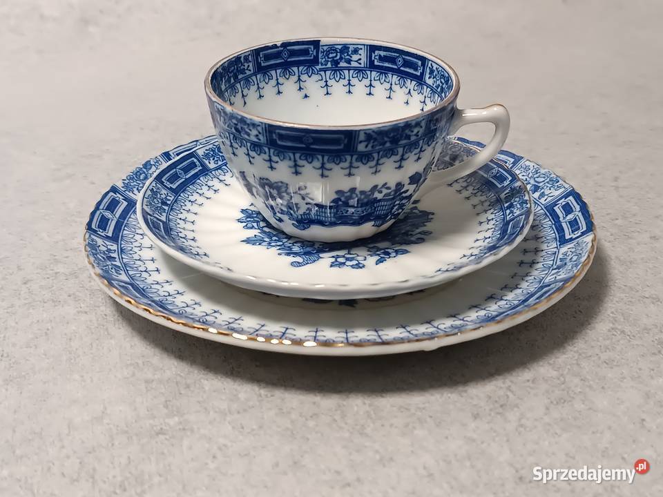 Kolekcjonerska Porcelana Blau Filiżanka Trio Augustów