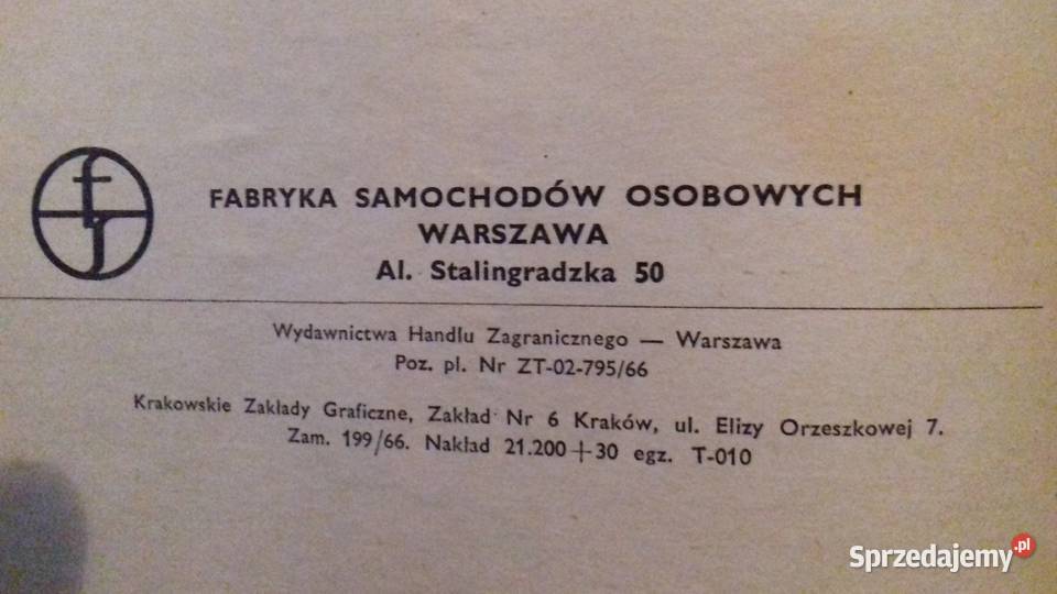 syrena 104 katalog części zamiennych Brzeg