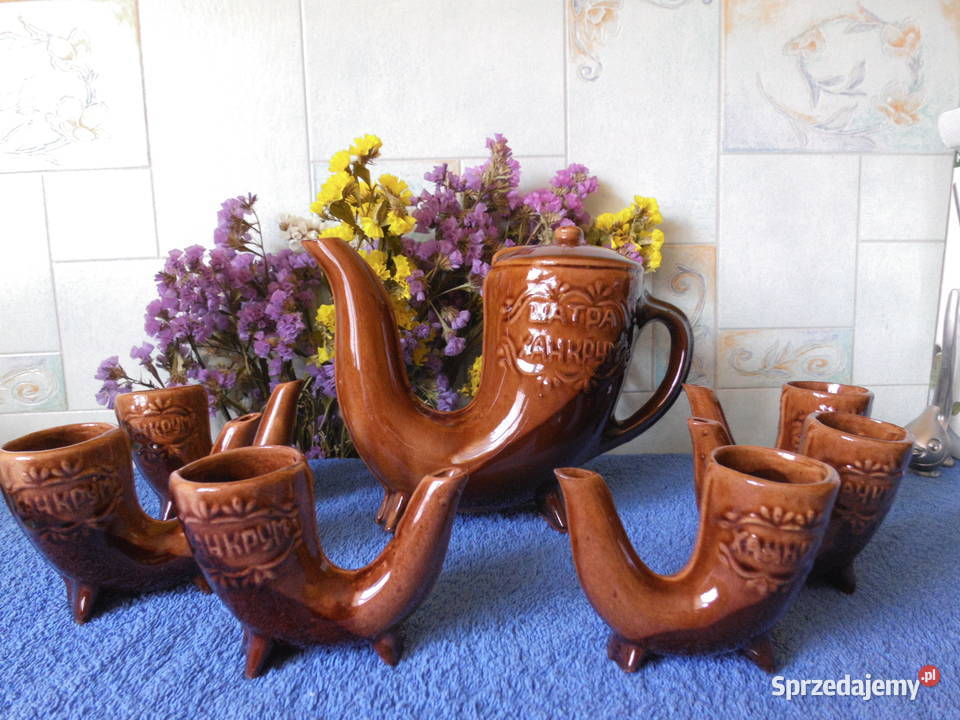 Ceramiczny zestaw z kieliszkami ROSJA wielkopolskie Raszków
