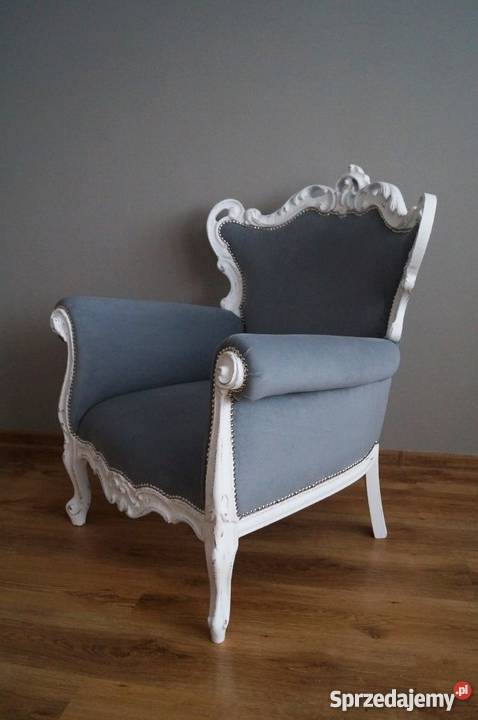 Fotel barokowy shabby chic szary Stalowa Wola