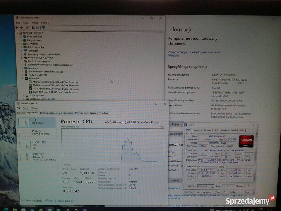 AMD Athlon X4 830 FM2 Quad Core 3GHz turbo 34GHz Bydgoszcz