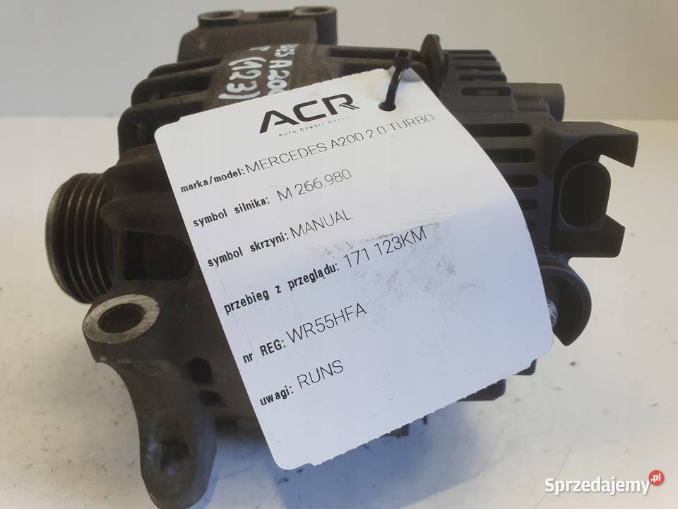 ALTERNATOR Mercedes W169 W245 20 T turbo Układ elektryczny silnika Chełm