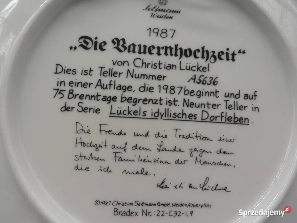 Talerz kolekcjonerski Vor der SchmiedeWesele Raszków