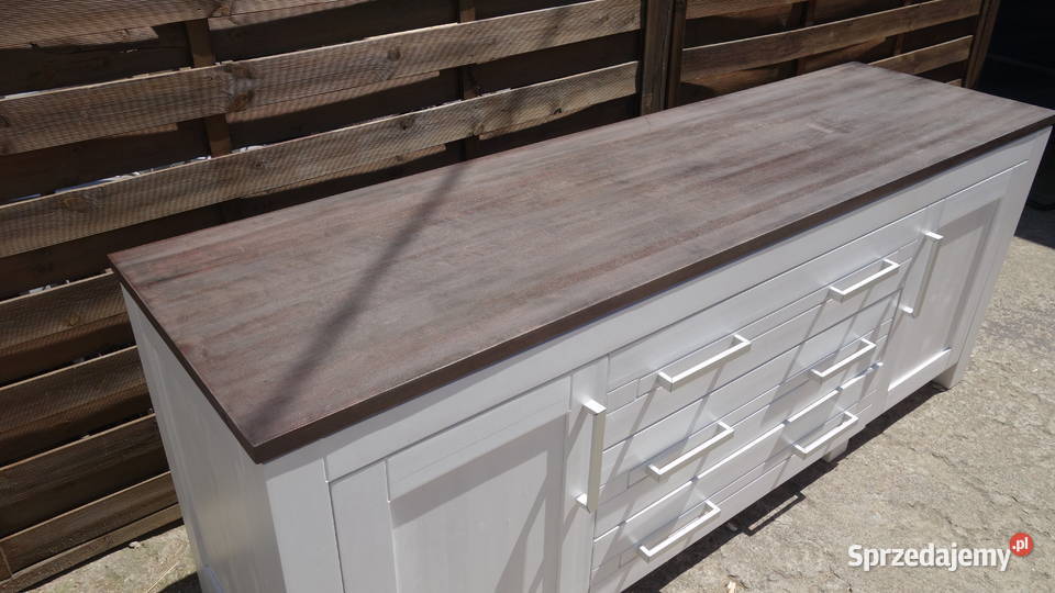 Komoda drewniana kredens biała duża szer201 Warszawa
