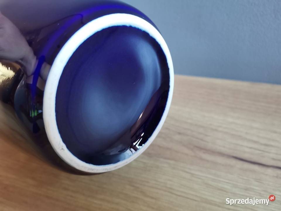 Stary niebieski kobaltowy wazon porcelit