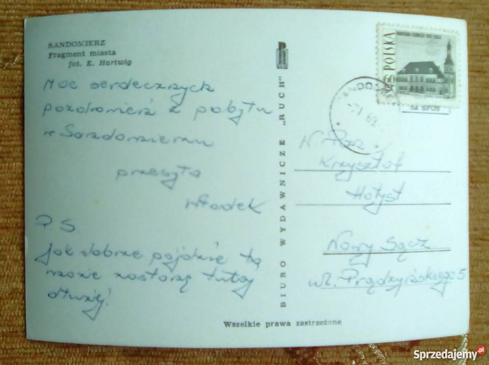 WIDOK NA SANDOMIERZ FOT HARTWIG Pocztówki i karty telefoniczne lubelskie Piszczac sprzedam