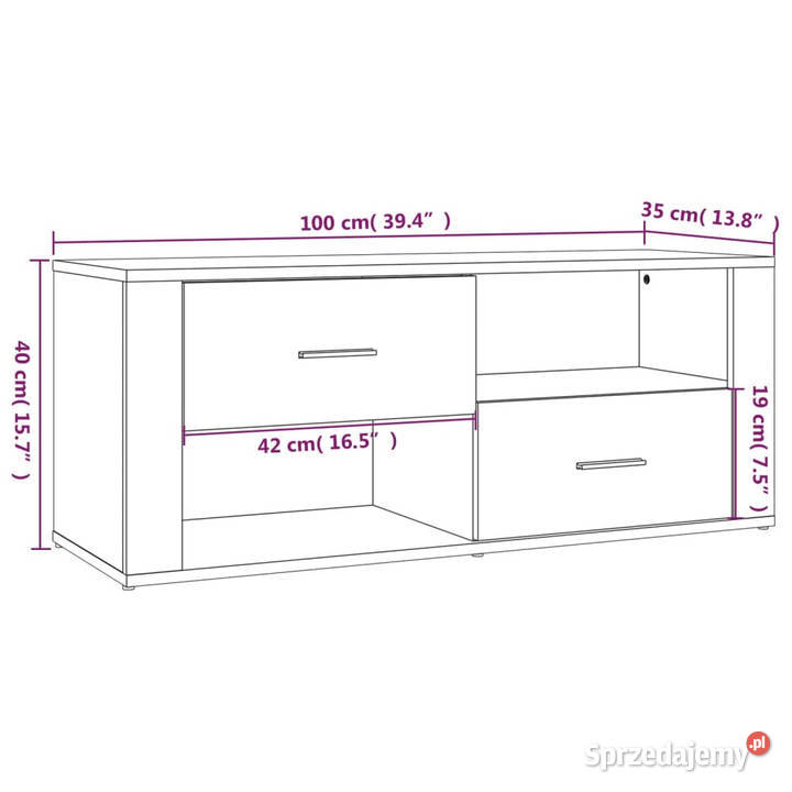 Szafka pod TV szarość betonu 100x35x40 WM823103 Warszawa