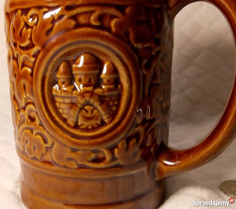 Porcelanowy szkliwiony Kufel brązowy 15 Porcelana i szkło Rogoźnik