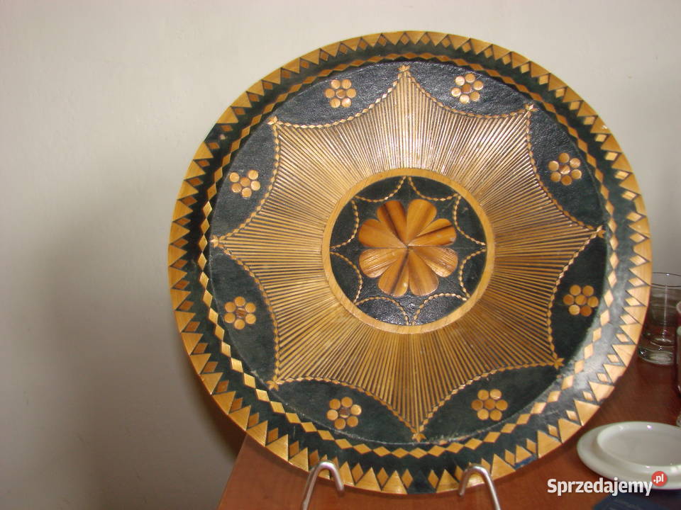 słomkowy talerz dekoracyjny PRL Pruszcz Gdański sprzedam