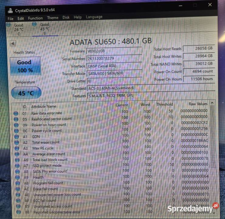 ADATA 512GB 25 SATA SSD Ultimate SU650 Ruda Śląska