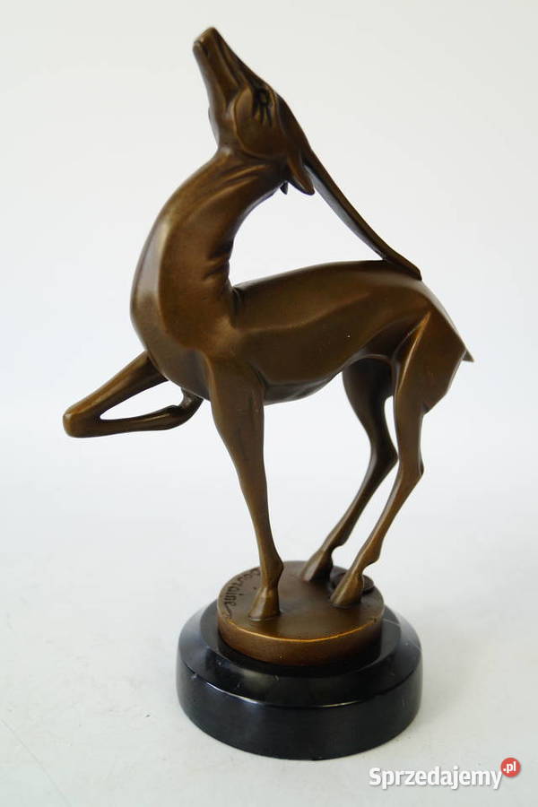 Figura z brązu Jeleń sarna modernistyczna figura Gizałki