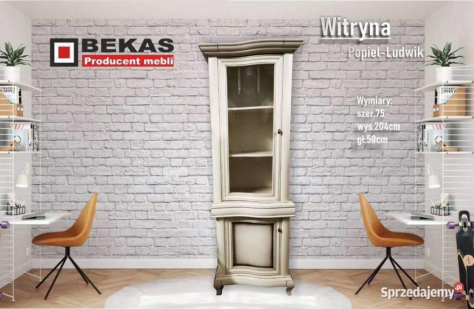 Witryna Ludwik Fala Słupek 75 Kolor POPIEL Kredensy i witryny Meble Mielec