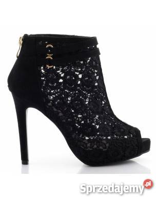 Modne koronkowe botki impreza Hit czarny Inowrocław sprzedam
