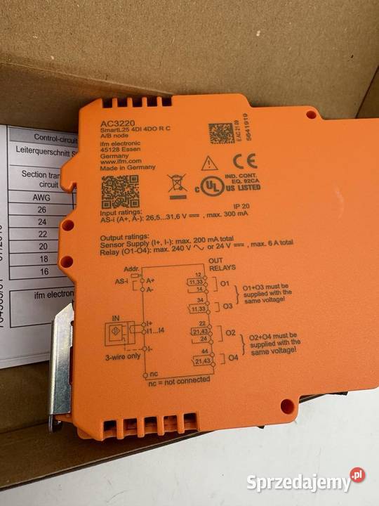 IFM AC3220 SmartL25 4DI 4DO AS Interface Pozostałe