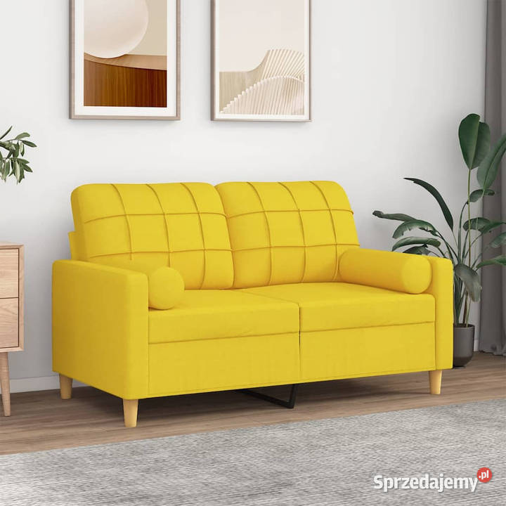 2osobowa sofa z poduszkami jasnożółta 120 Warszawa