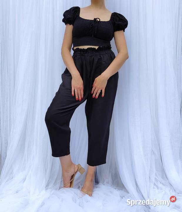 Spodnie czarne M 38 HM len lniane wiskoza sprzedam