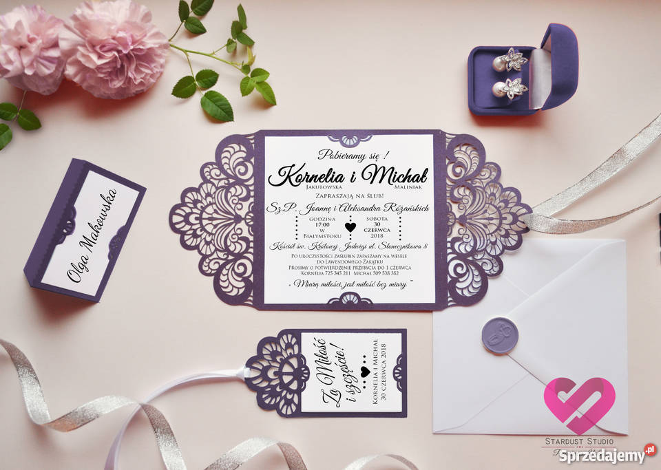 Wyjątkowe zaproszenia ślubne Romatic Stardust Pozostałe Śluby, wesela, przyjęcia Białystok