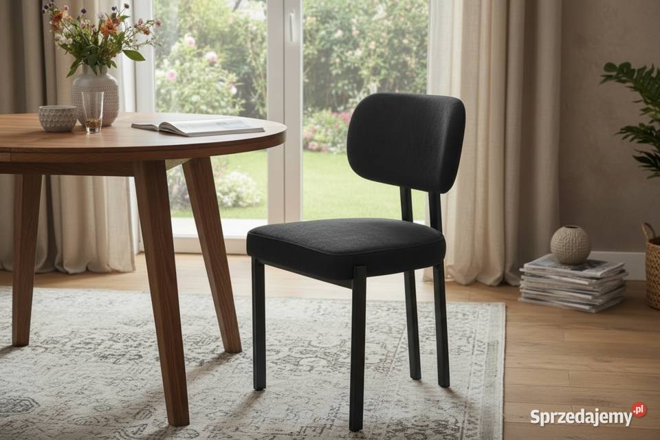 Krzesło Tapicerowane Kelis Czarne Wysyłka 24H wielkopolskie Tarchały Małe