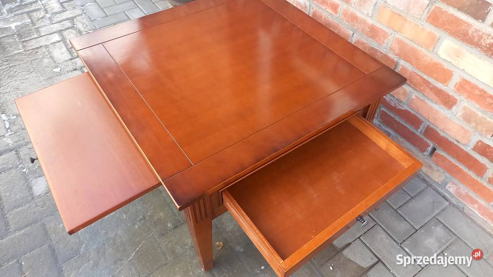 Stolik kawowy stylowy drewniany z szufladami i Gawroniec