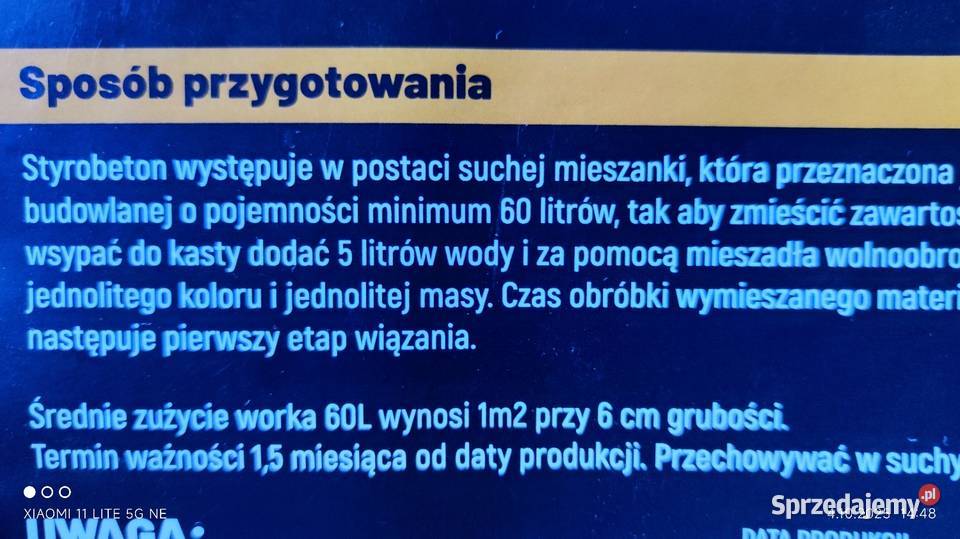 Styrobeton worki 60l Częstochowa