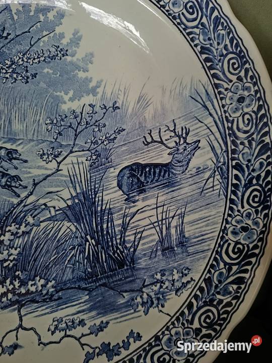 Duży talerz Boch Belgium Delfts kobaltowy niebieski Talerze i talerzyki kujawsko-pomorskie Lipno