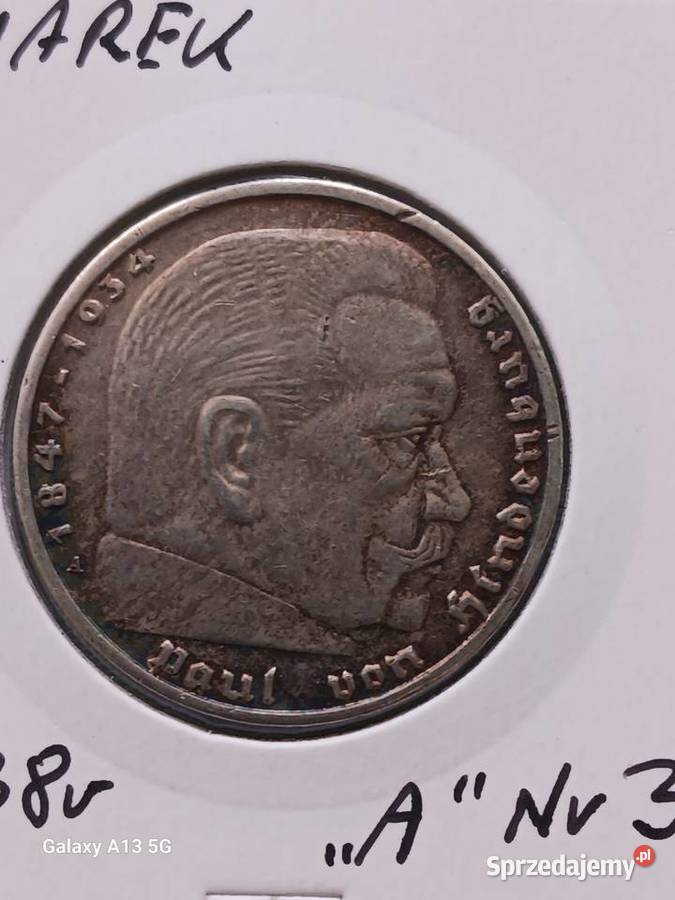 5 Marek Niemcy 1938 rPaul von Hindenburg menA 3 Numizmatyka Konin