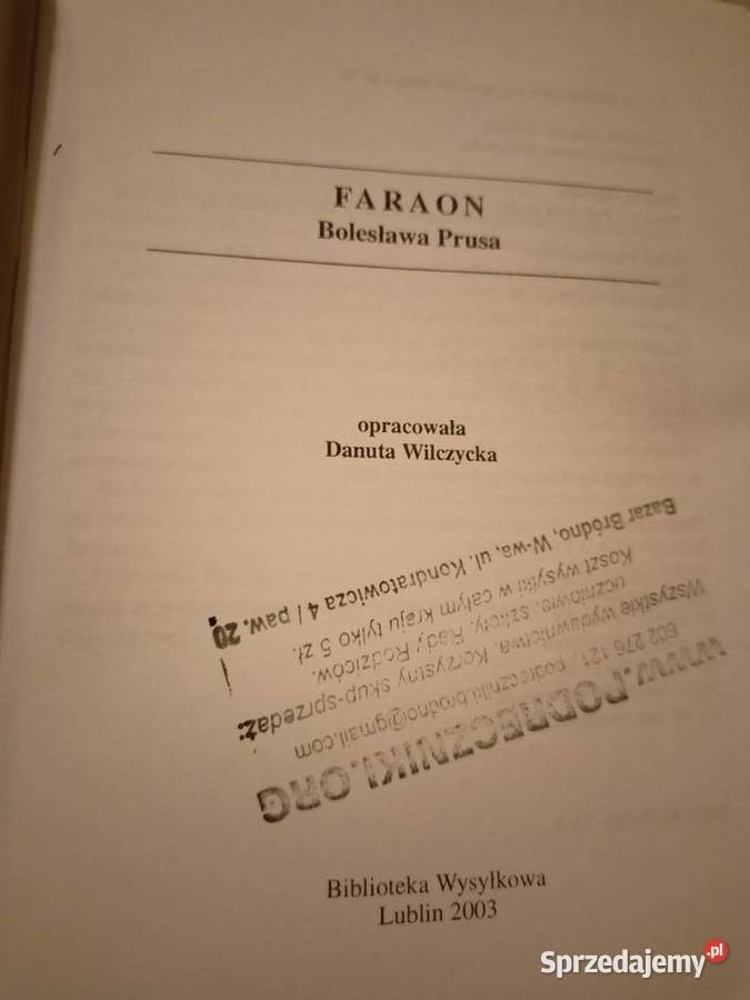 Faraon Prusa analizy lektur szkolnych księgarnia Warszawa