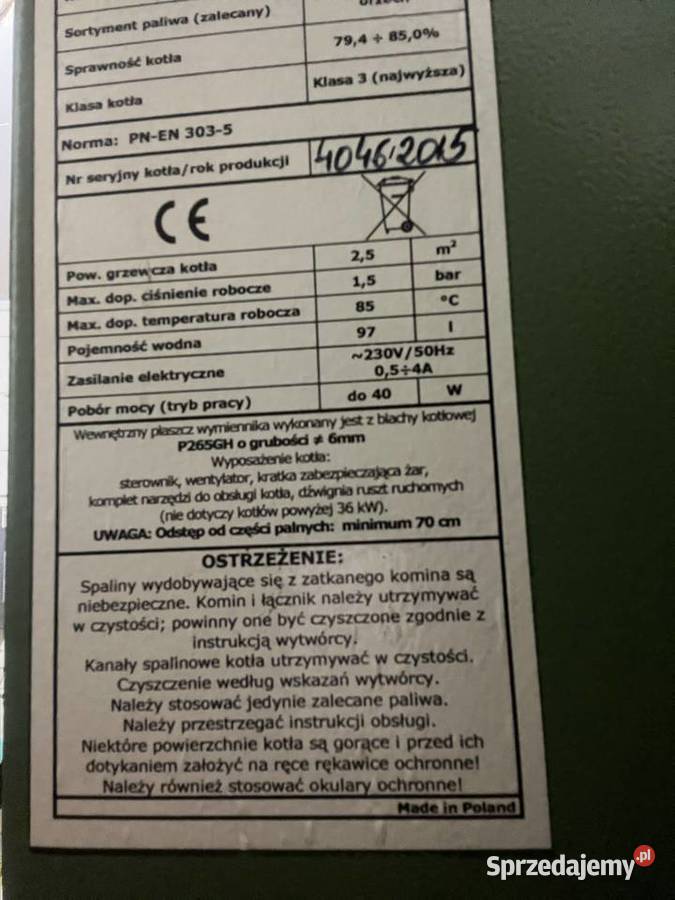 Kocioł CO SAS używany sprzedam