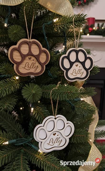 Świąteczna Bombka Łapka z imieniem pieska Warszawa