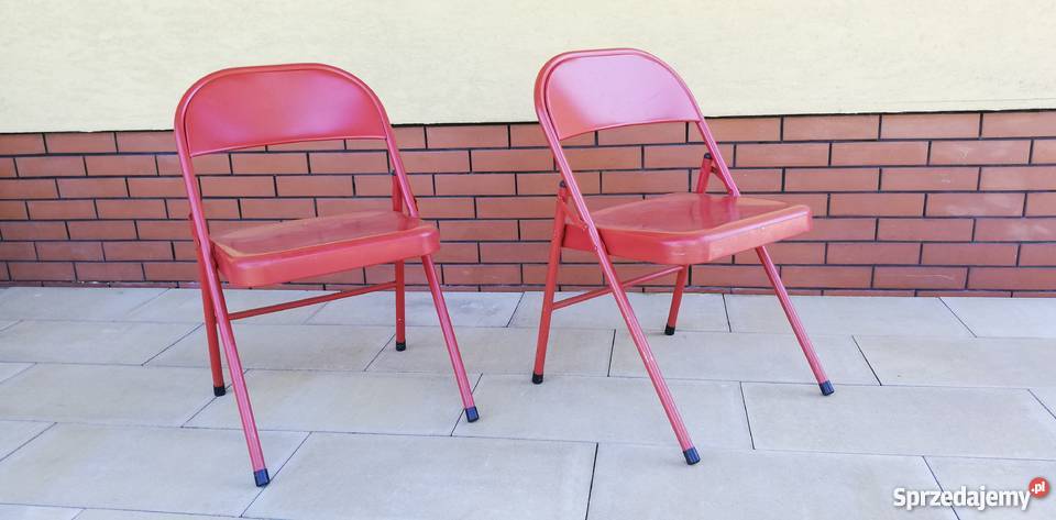 Krzesła metalowe czerwone składane ogrodowe mazowieckie Sulbiny