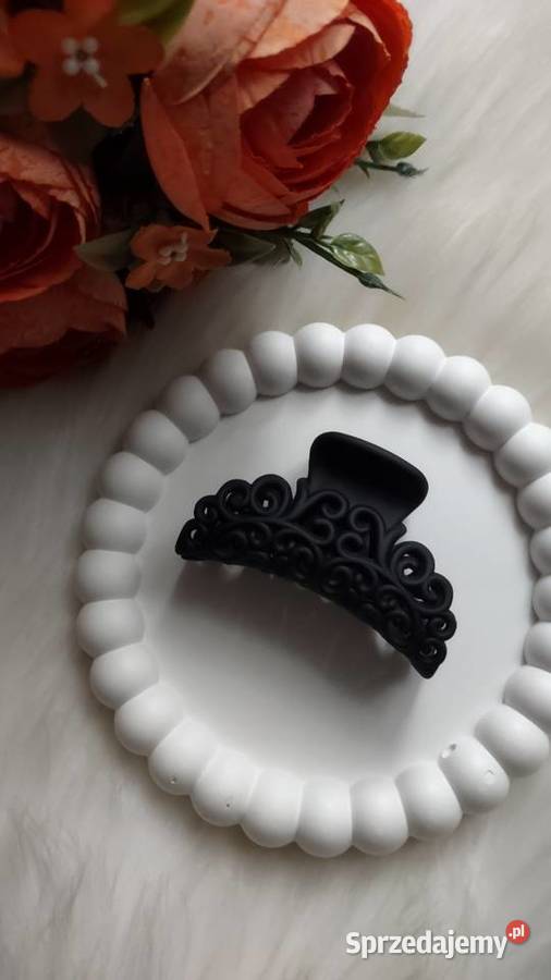 Czarna spinka klamra ażurowa do włosów Vintage Ozdoby do włosów Olkusz sprzedam
