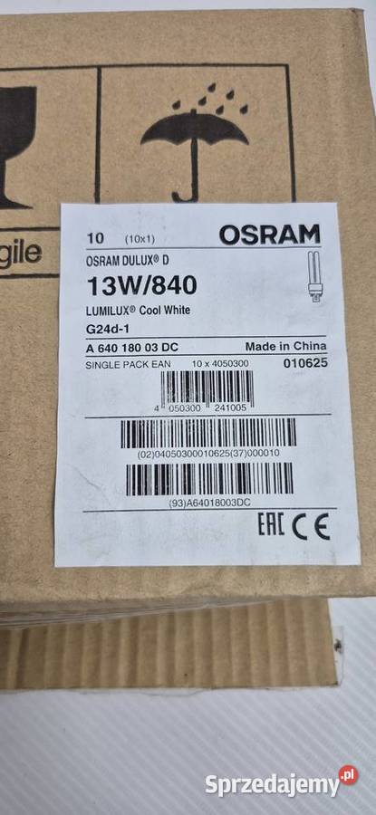 ZESTAW 10x Świetlówka OSRAM DULUX D 13W840 G24d1 Biłgoraj