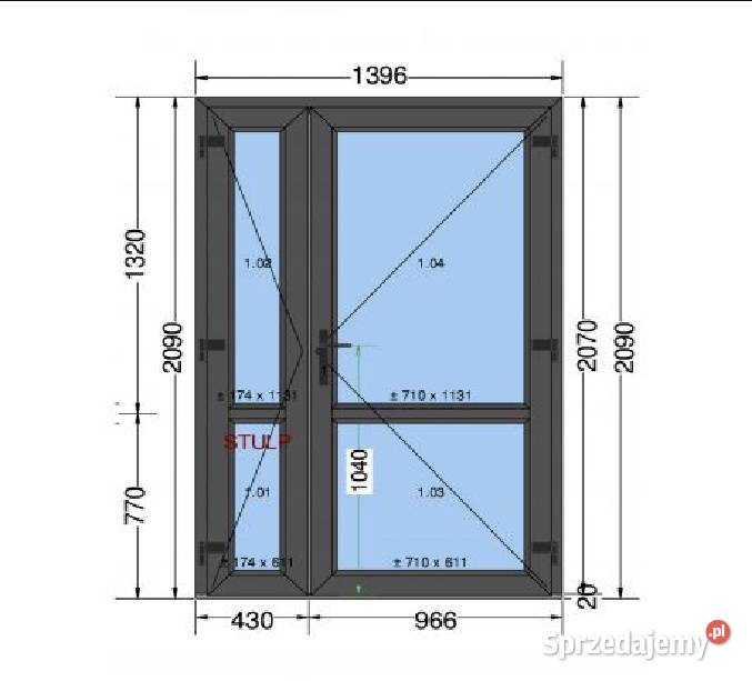Drzwi PCV 1396x2090 Antracyt 140x210 Wrocław