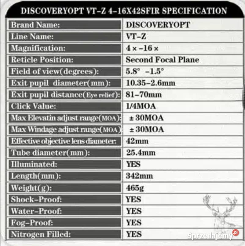 Luneta Discovery vtz 416x42 SFIR Kościerzyna
