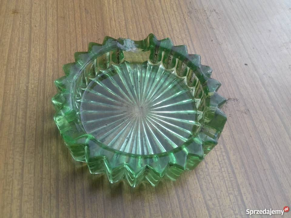 Stara zielona popielniczka PRL Dąbrowa Górnicza