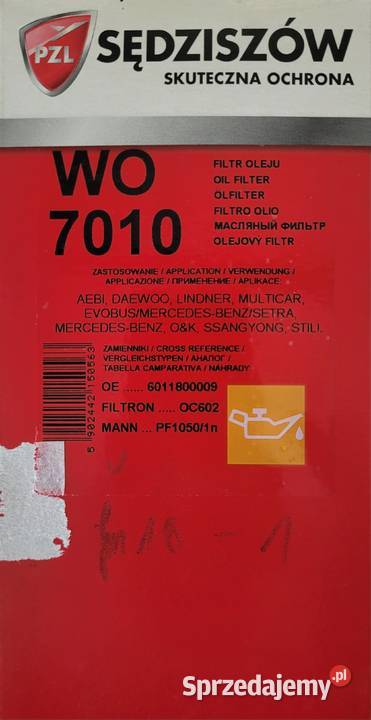 WKŁAD FILTRA OLEJU zachodniopomorskie Szczecin