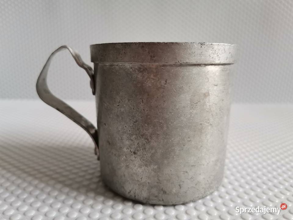 Stary przedwojenny mały kubek aluminiowy 02 Katowice