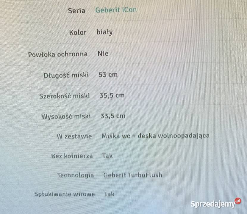 Muszla wc geberit icon turbo flush nowa Bytom