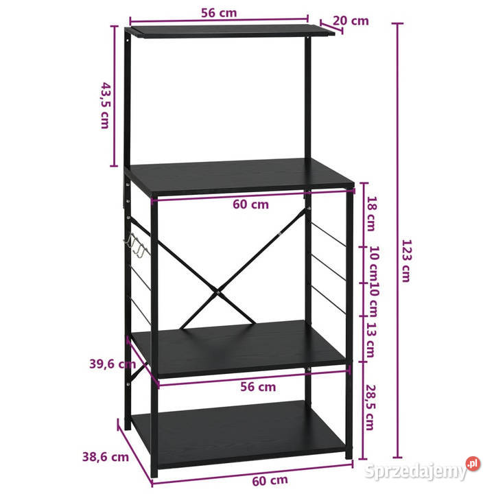 Szafka na mikrofalówkę czarna 60x396x123 mazowieckie Warszawa