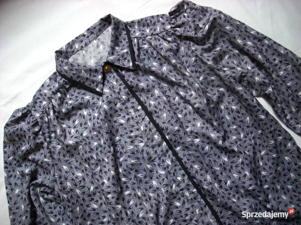 Elegancka Szara Koszula Bufki Lamówka 46 48 Nowy Sącz