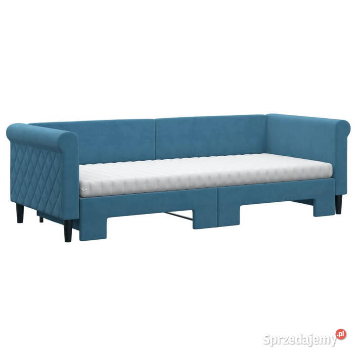 Sofa rozsuwana z materacami niebieska aksamit mazowieckie Warszawa sprzedam
