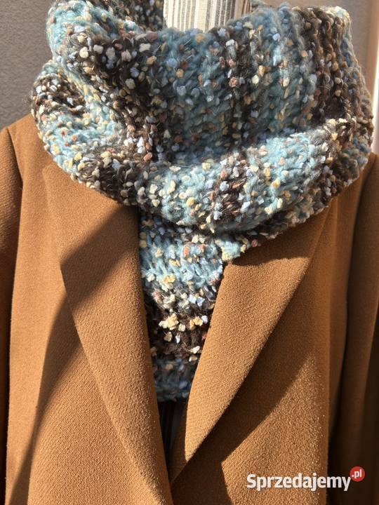 Szalik damski brązowo błękitny z wełną z Olsztyn sprzedam