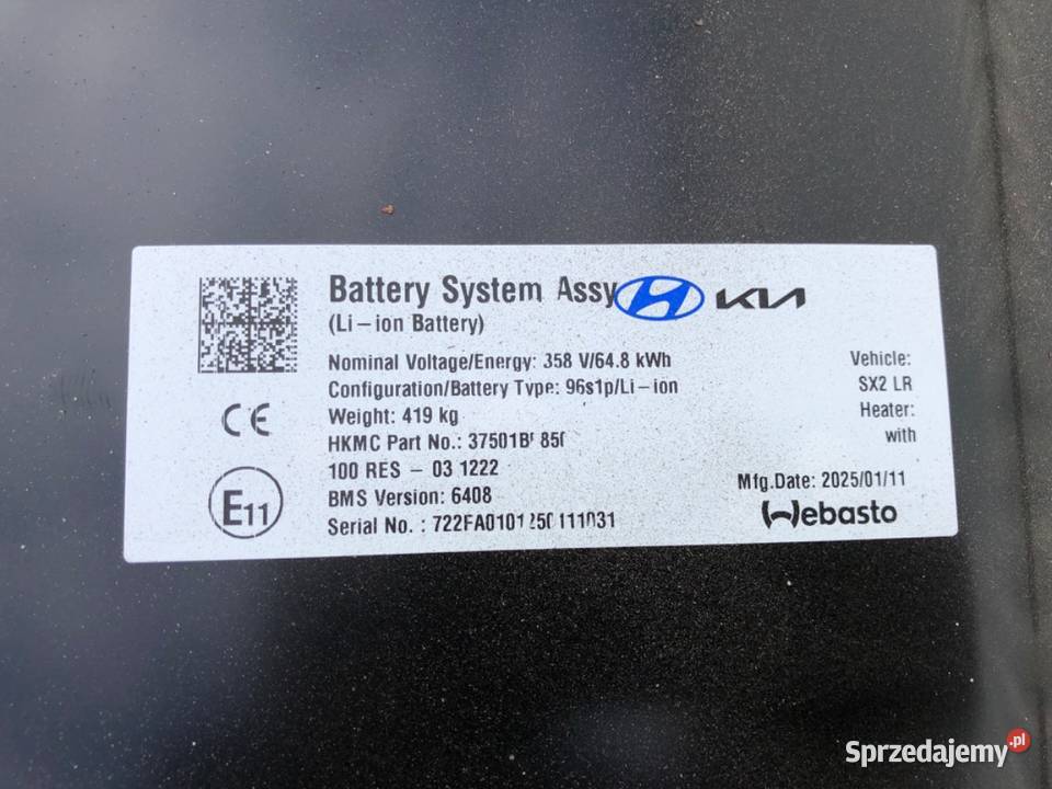 BATERIA HYBRYDA HYUNDAI KONA SX2 37501BF850 00