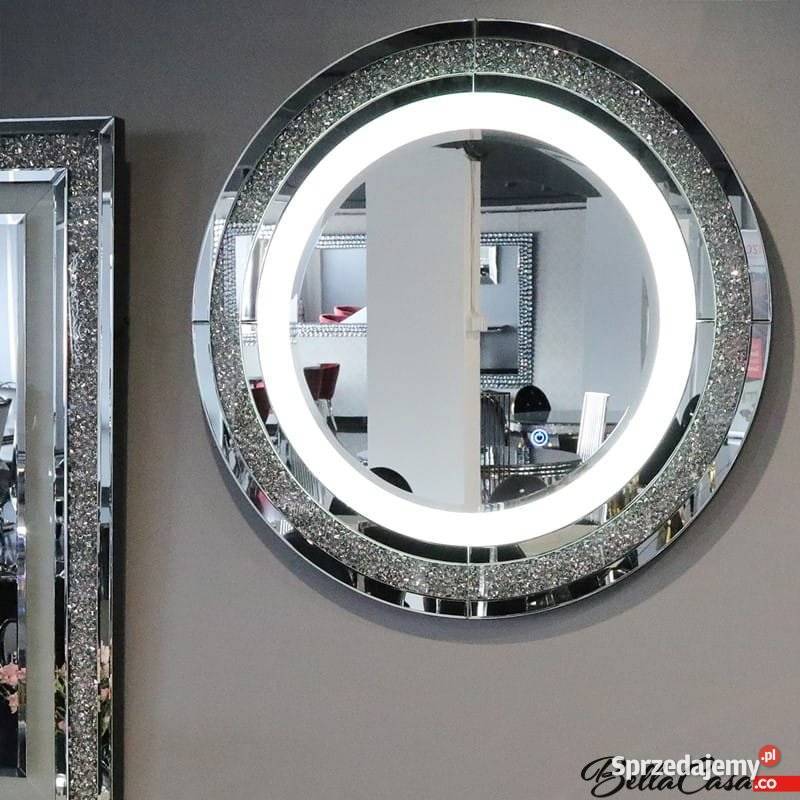 Lustro glamour dekoracyjne okrągłe wiszące Warszawa