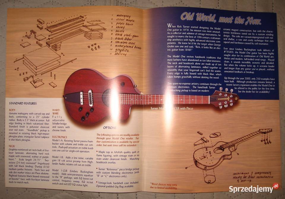 Turner Model One Guitar broszura informacyjna Gitary i akcesoria