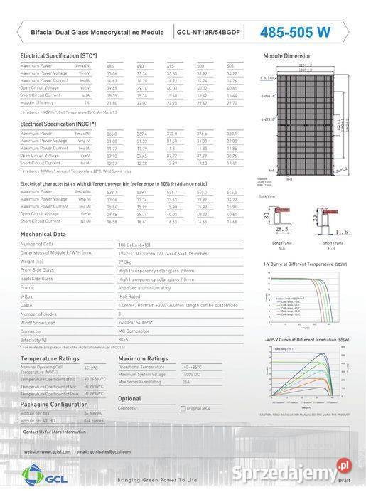 GCL NT12R54BGDF505W Full Black Bifacial małopolskie